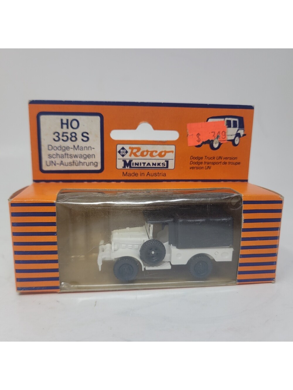 Roco Minitanks 358 S Dodge 3/4T 4x4 UN Weapon Carrier Truck 1/87 HO Scale Boxed